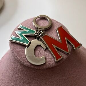 MCM Silver & Enamel Logo Keychain